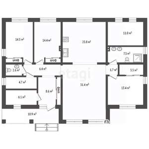 Дом 160м², 1-этажный, участок 8 сот.