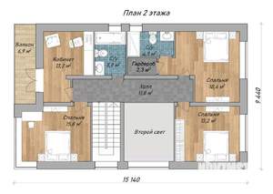 Коттедж 225м², 2-этажный, участок 6 сот.