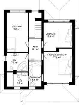 Дом 185м², 2-этажный, участок 6 сот.  