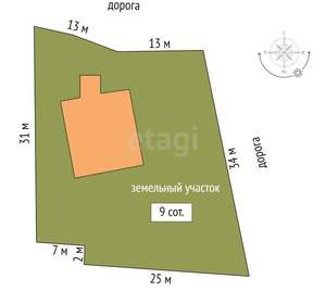Дом 194м², 2-этажный, участок 9 сот.  