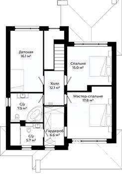 Дом 185м², 2-этажный, участок 6 сот.  