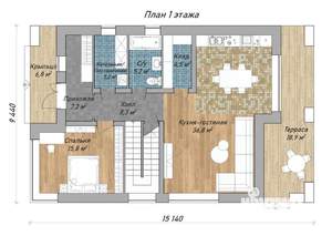Коттедж 225м², 2-этажный, участок 9 сот.  