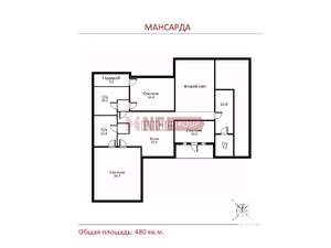 Коттедж 480м², 3-этажный, участок 60 сот.  