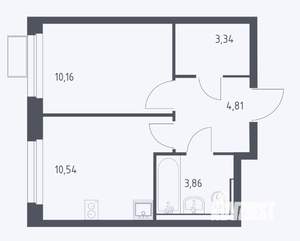1-к квартира, на длительный срок, 33м2, 4/17 этаж