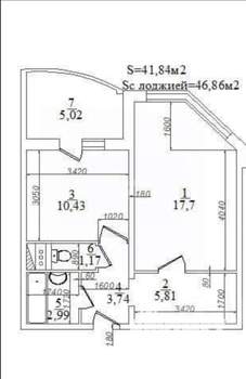 1-к квартира, на длительный срок, 42м2, 13/25 этаж