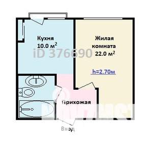 1-к квартира, на длительный срок, 41м2, 4/4 этаж