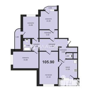 4-к квартира, на длительный срок, 106м2, 22/23 этаж