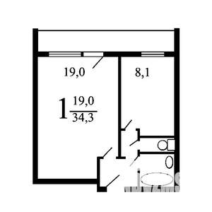 1-к квартира, на длительный срок, 34м2, 3/14 этаж
