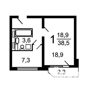 1-к квартира, на длительный срок, 38м2, 6/17 этаж