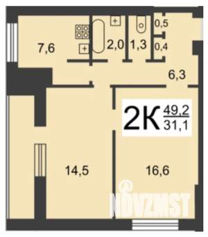 2-к квартира, на длительный срок, 51м2, 6/14 этаж