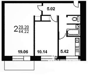 2-к квартира, на длительный срок, 45м2, 3/9 этаж