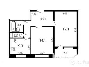 2-к квартира, на длительный срок, 54м2, 4/16 этаж