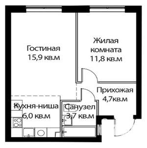 1-к квартира, на длительный срок, 42м2, 6/17 этаж