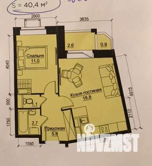 2-к квартира, на длительный срок, 40м2, 3/17 этаж