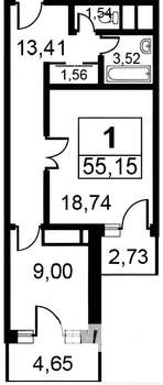 1-к квартира, на длительный срок, 55м2, 9/27 этаж