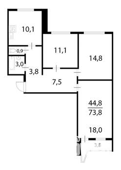 3-к квартира, на длительный срок, 76м2, 17/17 этаж