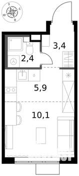 Студия квартира, вторичка, 22м2, 3/17 этаж