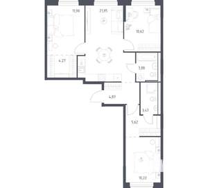 3-к квартира, вторичка, 77м2, 4/17 этаж