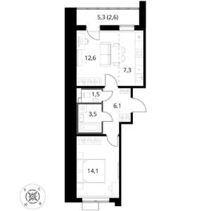 2-к квартира, вторичка, 48м2, 10/17 этаж