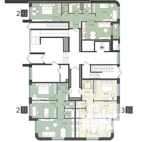 3-к квартира, строящийся дом, 69м2, 1/5 этаж