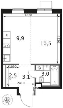 1-к квартира, вторичка, 29м2, 3/8 этаж