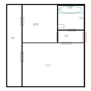1-к квартира, вторичка, 38м2, 6/17 этаж