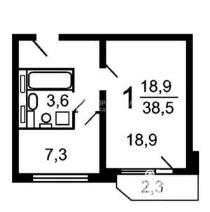 1-к квартира, вторичка, 38м2, 7/17 этаж