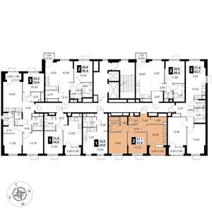 2-к квартира, вторичка, 52м2, 10/17 этаж