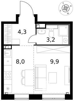 1-к квартира, вторичка, 25м2, 2/17 этаж