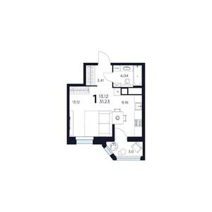 1-к квартира, вторичка, 31м2, 8/17 этаж