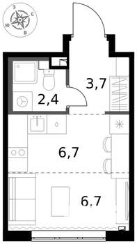 1-к квартира, вторичка, 20м2, 2/17 этаж
