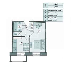 1-к квартира, вторичка, 32м2, 8/9 этаж