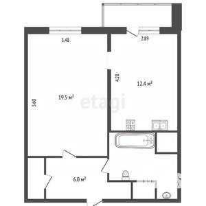 1-к квартира, вторичка, 46м2, 22/22 этаж