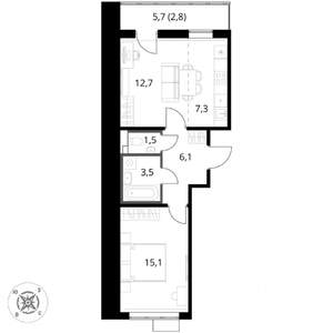 2-к квартира, вторичка, 49м2, 7/17 этаж