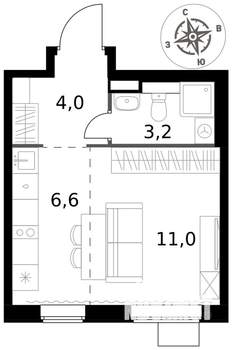 Студия квартира, вторичка, 25м2, 2/17 этаж