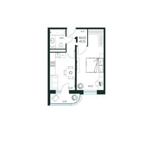 1-к квартира, вторичка, 41м2, 2/9 этаж