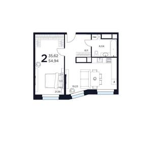 2-к квартира, вторичка, 55м2, 2/15 этаж
