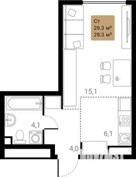 1-к квартира, вторичка, 29м2, 24/28 этаж