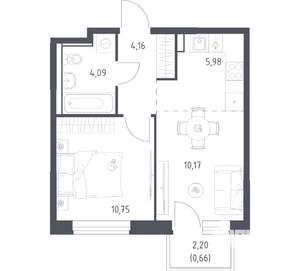 1-к квартира, вторичка, 36м2, 17/17 этаж