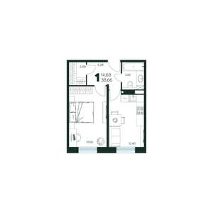 1-к квартира, вторичка, 39м2, 1/9 этаж