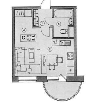 Студия квартира, вторичка, 30м2, 6/10 этаж