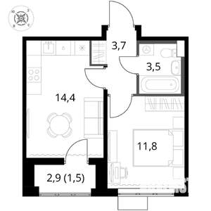 1-к квартира, вторичка, 35м2, 15/17 этаж