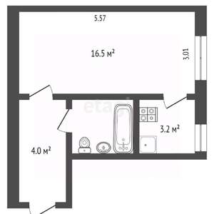 1-к квартира, вторичка, 27м2, 4/5 этаж