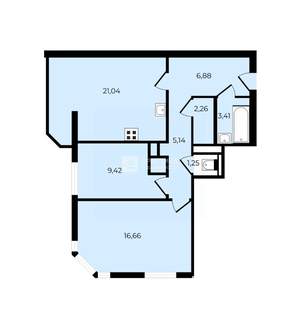 3-к квартира, вторичка, 66м2, 25/25 этаж
