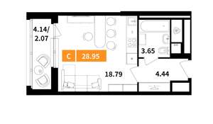 Студия квартира, вторичка, 29м2, 17/17 этаж