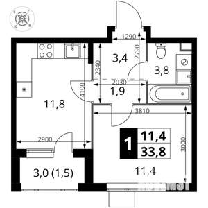 1-к квартира, вторичка, 34м2, 4/17 этаж
