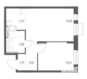 1-к квартира, вторичка, 40м2, 3/12 этаж