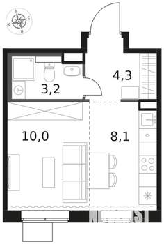 1-к квартира, вторичка, 26м2, 17/17 этаж