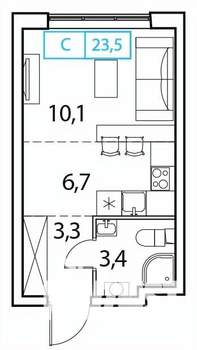 1-к квартира, вторичка, 24м2, 13/18 этаж