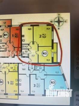 2-к квартира, вторичка, 72м2, 20/25 этаж